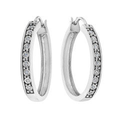Diamond Hoop Earrings 1/10 Carat in Sterling Silver product